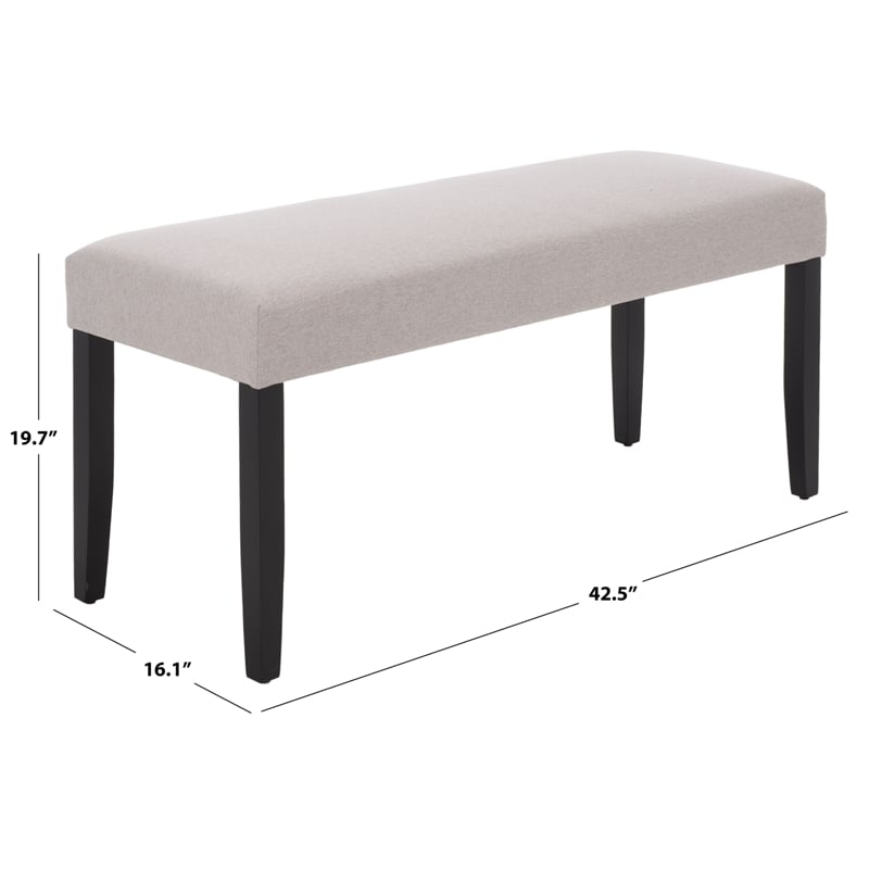 Safavieh Parkside Wood and Fabric Dining Bench in Light Gray / Black