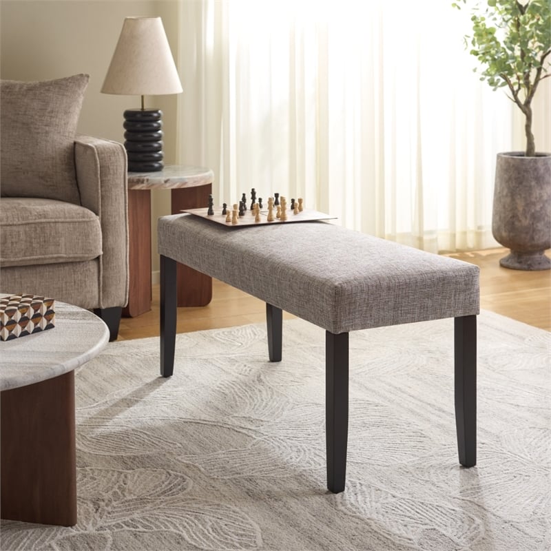 Safavieh Parkside Wood and Fabric Dining Bench in Tan / Black