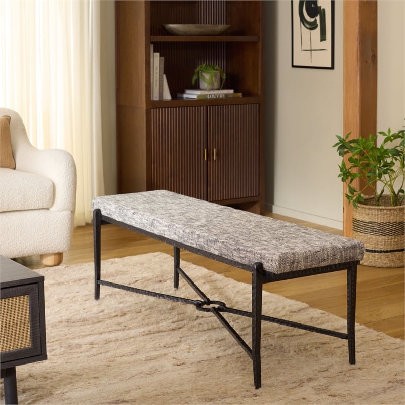 Safavieh Zhanna Iron Bench Cushion in Navy / Black