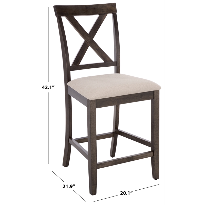 Safavieh Alanda Wood Counter Chair in Beige / Ash / Brown
