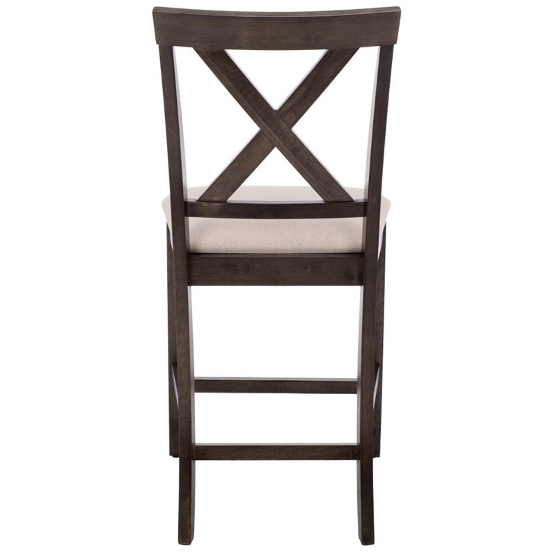 Safavieh Alanda Wood Counter Chair in Beige / Ash / Brown