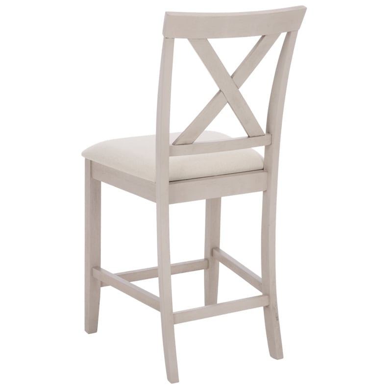 safavieh alanda wood counter chair in cream / gray