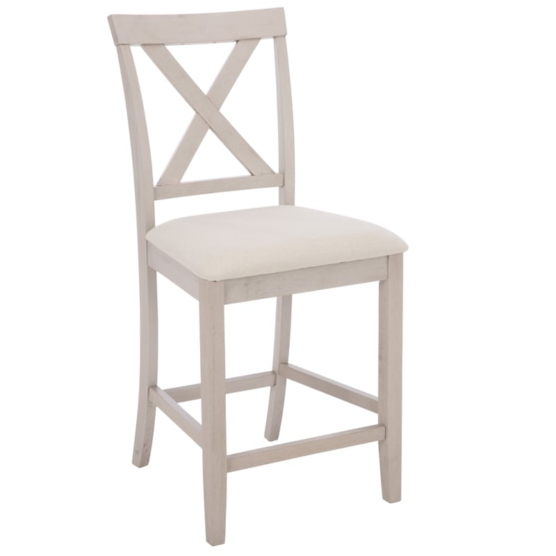 safavieh alanda wood counter chair in cream / gray