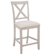 Safavieh Alanda Wood Counter Chair in Cream / Gray