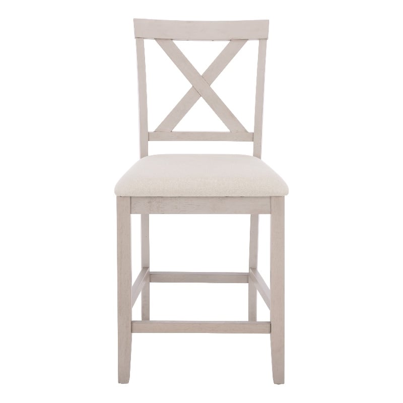 Safavieh Alanda Wood Counter Chair in Cream / Gray
