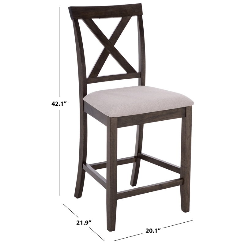 Safavieh Alanda Wood Counter Chair in Light Gray / Ash / Brown