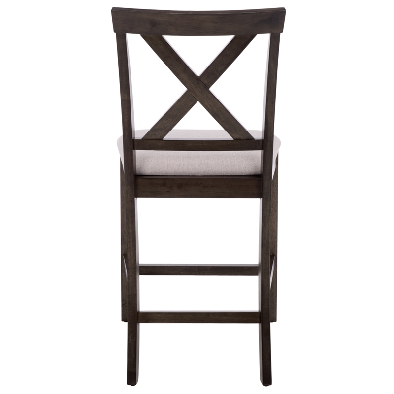 Safavieh Alanda Wood Counter Chair in Light Gray / Ash / Brown