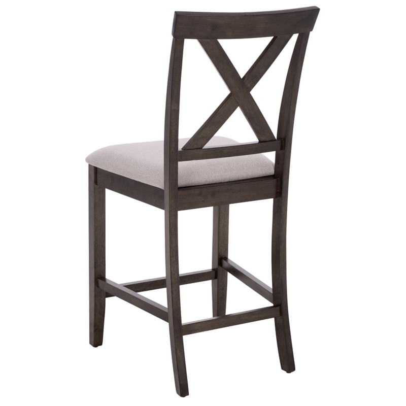Safavieh Alanda Wood Counter Chair in Light Gray / Ash / Brown