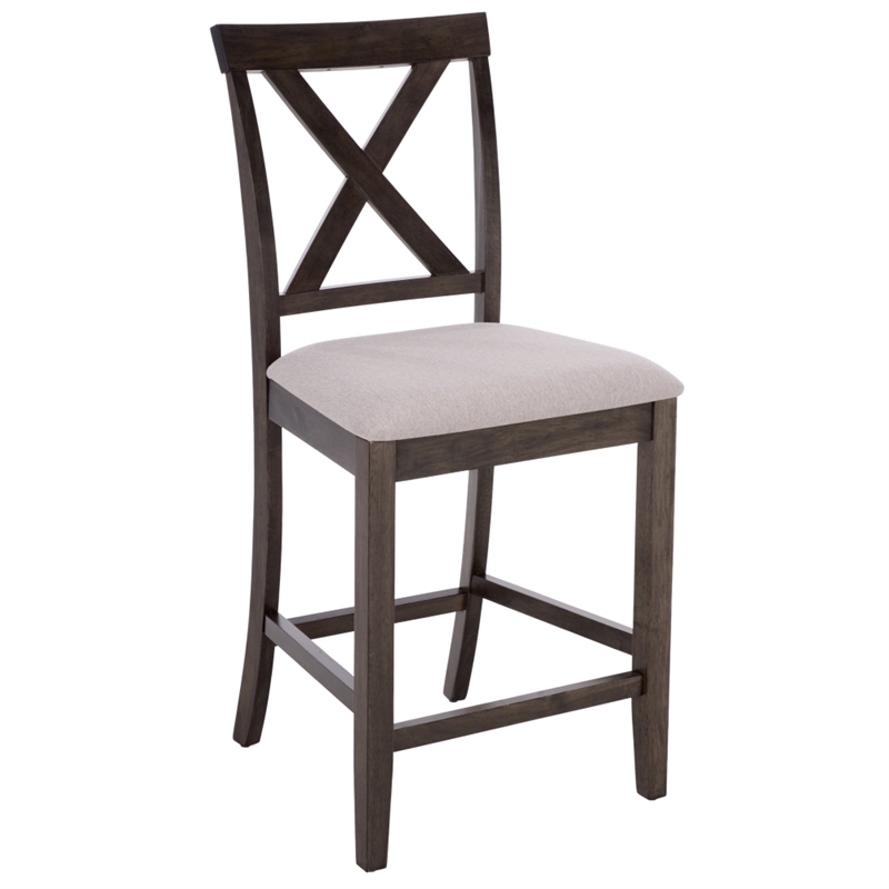 Safavieh Alanda Wood Counter Chair in Light Gray / Ash / Brown