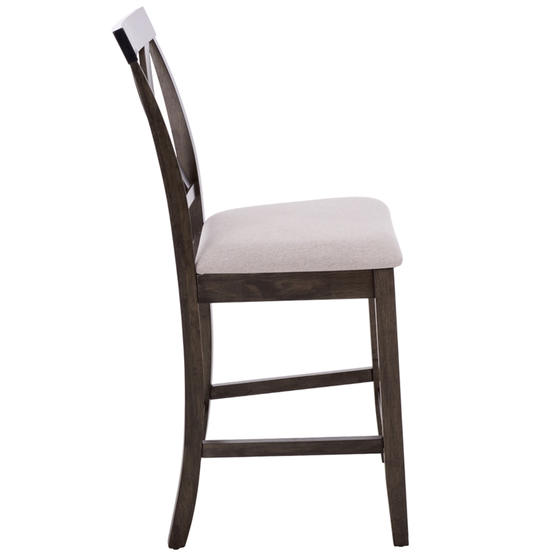 Safavieh Alanda Wood Counter Chair in Light Gray / Ash / Brown
