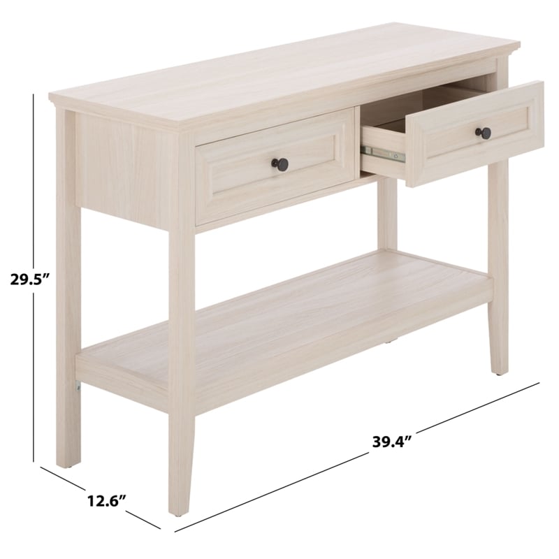 Safavieh Sondra 2 Drawer 1 Shelf Wood Console in Light Oak