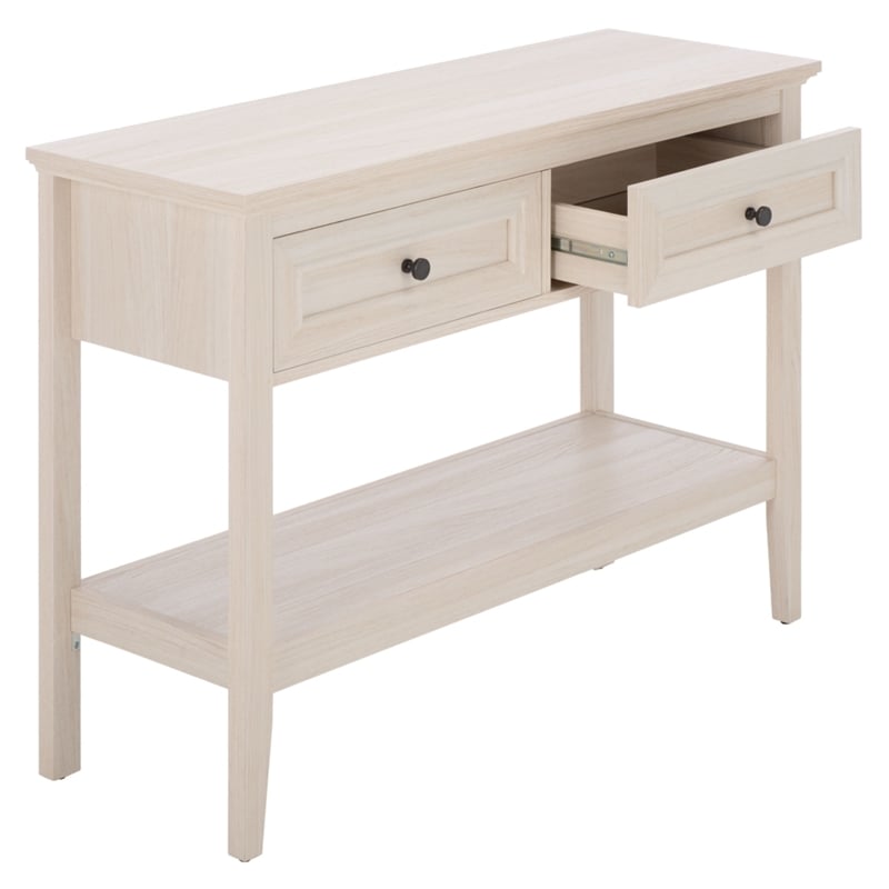 Safavieh Sondra 2 Drawer 1 Shelf Wood Console in Light Oak