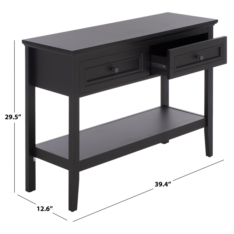 Safavieh Sondra 2 Drawer 1 Shelf Wood Console in Black