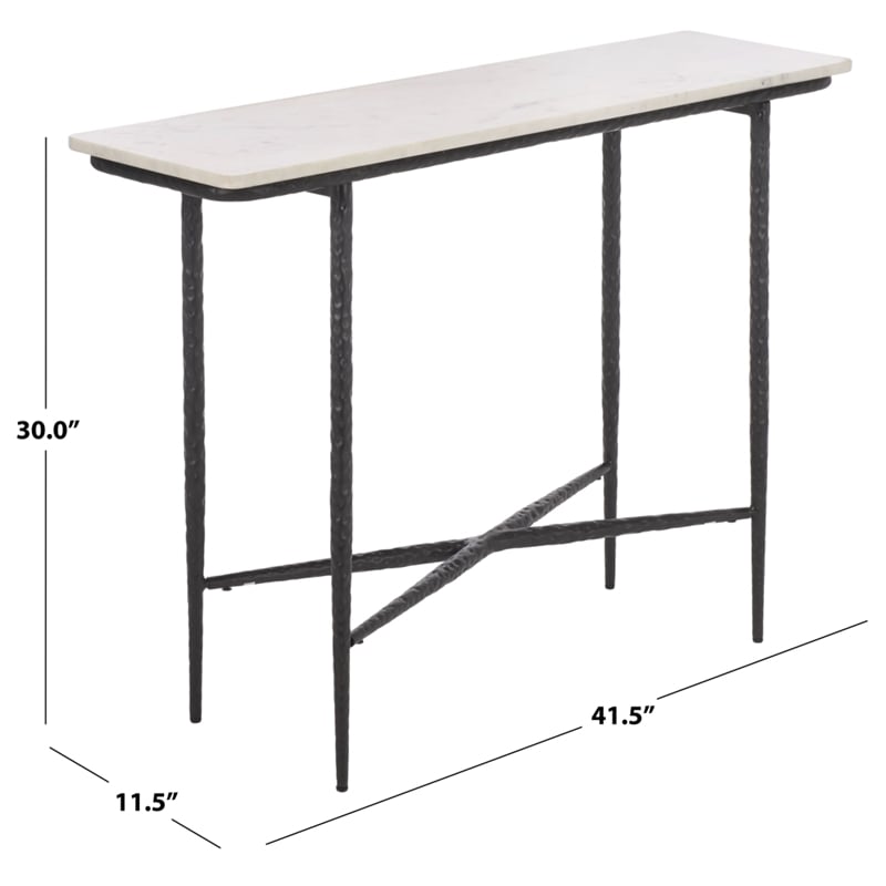 Safavieh Raisa Marble and Iron Console Table in White / Black