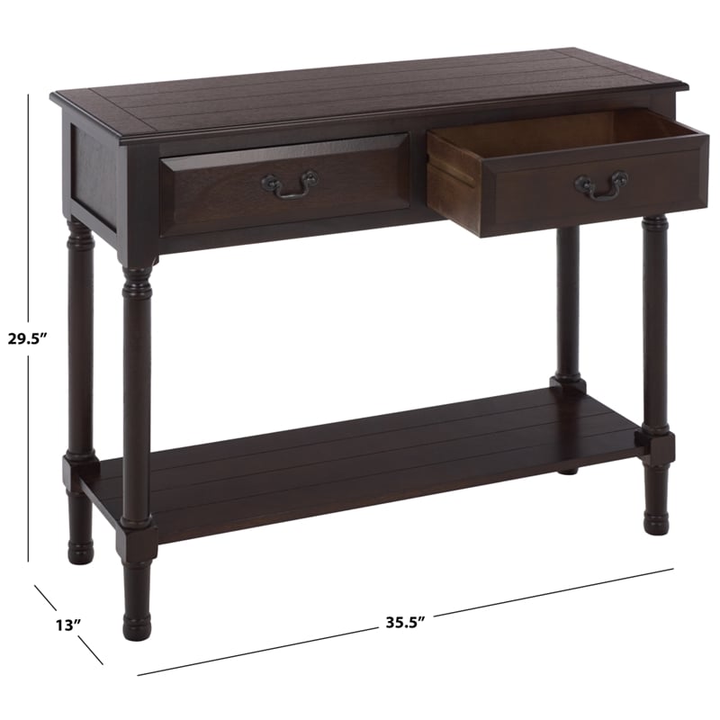 Safavieh Primrose 2 Drawer Wood Console Table in Chocolate
