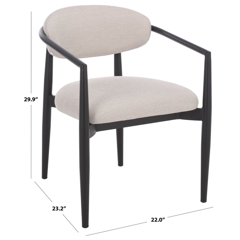 Safavieh Bethlyn Aluminum Patio Dining Chair in Black / Beige