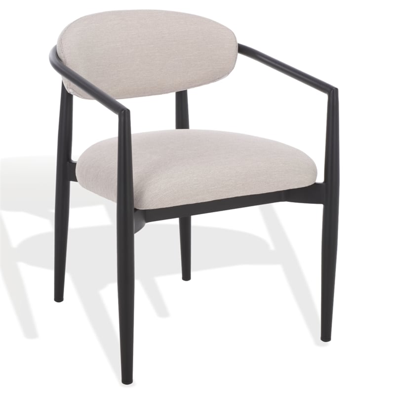 Safavieh Bethlyn Aluminum Patio Dining Chair in Black / Beige