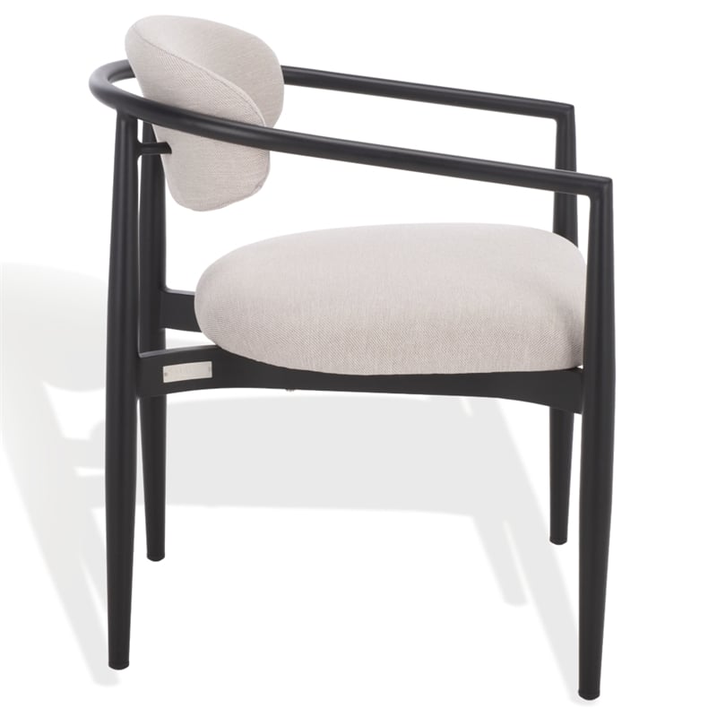 Safavieh Bethlyn Aluminum Patio Dining Chair in Black / Beige
