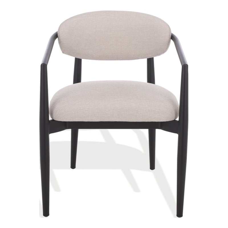 Safavieh Bethlyn Aluminum Patio Dining Chair in Black / Beige