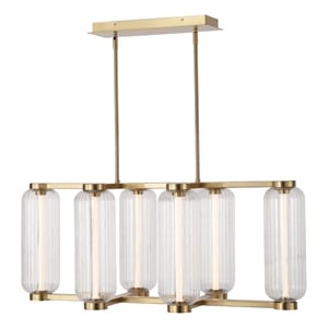Safavieh Cyndy Rectangular Glass Chandelier in Gold / Clear