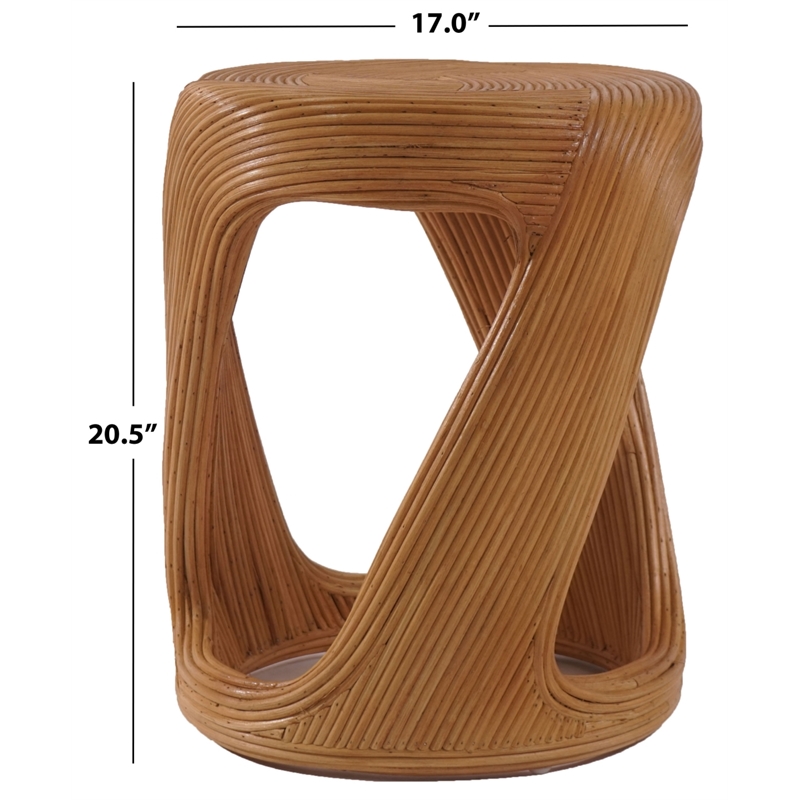 Safavieh Tyleigh Rd Rattan Accent Table in Natural
