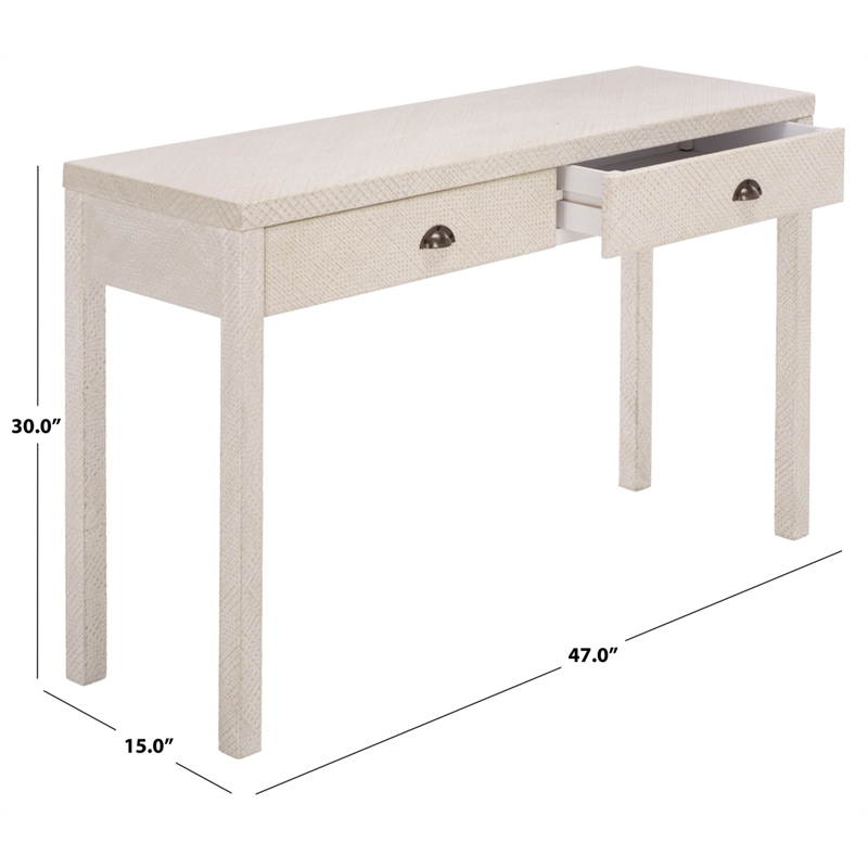 Safavieh Apis 2 Drawer Wood Console Table in White
