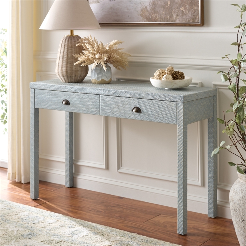 Safavieh Apis 2 Drawer Wood Console Table in Light Blue
