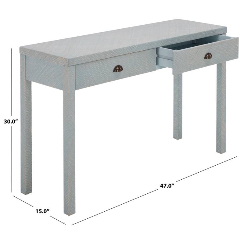 Safavieh Apis 2 Drawer Wood Console Table in Light Blue