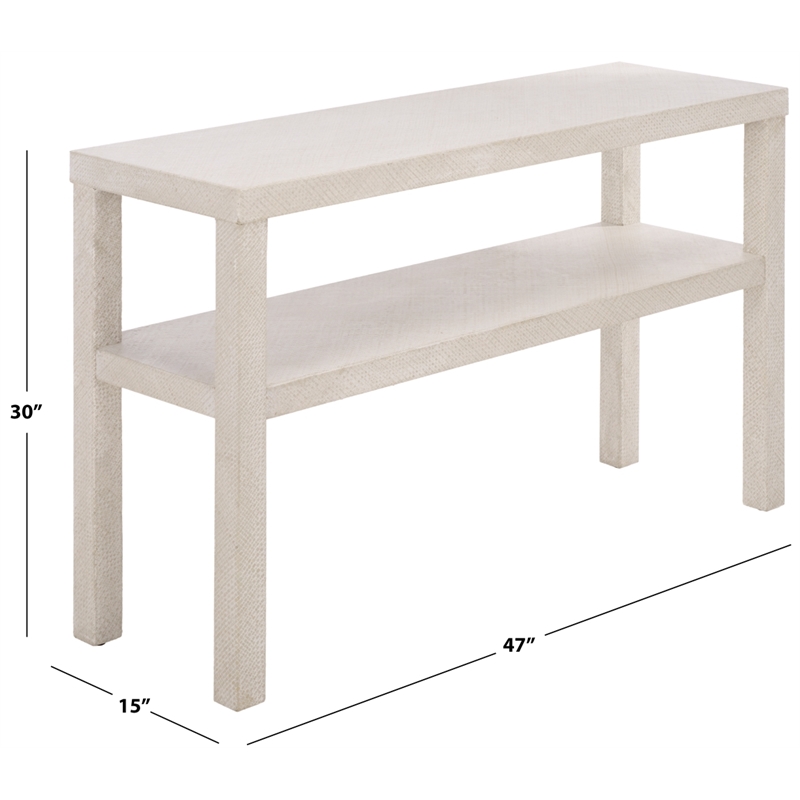 Safavieh Apis Large 2 Shelf Wood Console Table in White