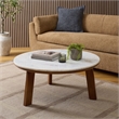 Safavieh Arkady Round Marble and Wood Coffee Table in White / Brown