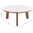 Safavieh Arkady Round Marble and Wood Coffee Table in White / Brown