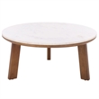 Safavieh Arkady Round Marble and Wood Coffee Table in White / Brown
