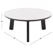 Safavieh Arkady Round Marble  and Wood Coffee Table in White / Black