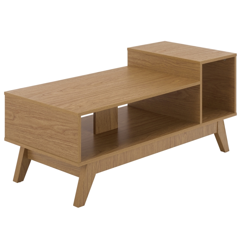 Safavieh Demora Asymmetrical Open Shelf Wood Coffee Table in Oak