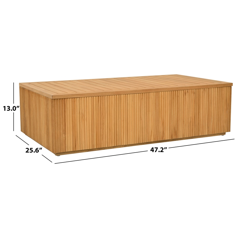 Safavieh St Lucia Teak Wood Coffee Table in Natural