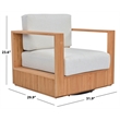 Safavieh St Lucia Teak Wood Swivel Chair in Natural / White