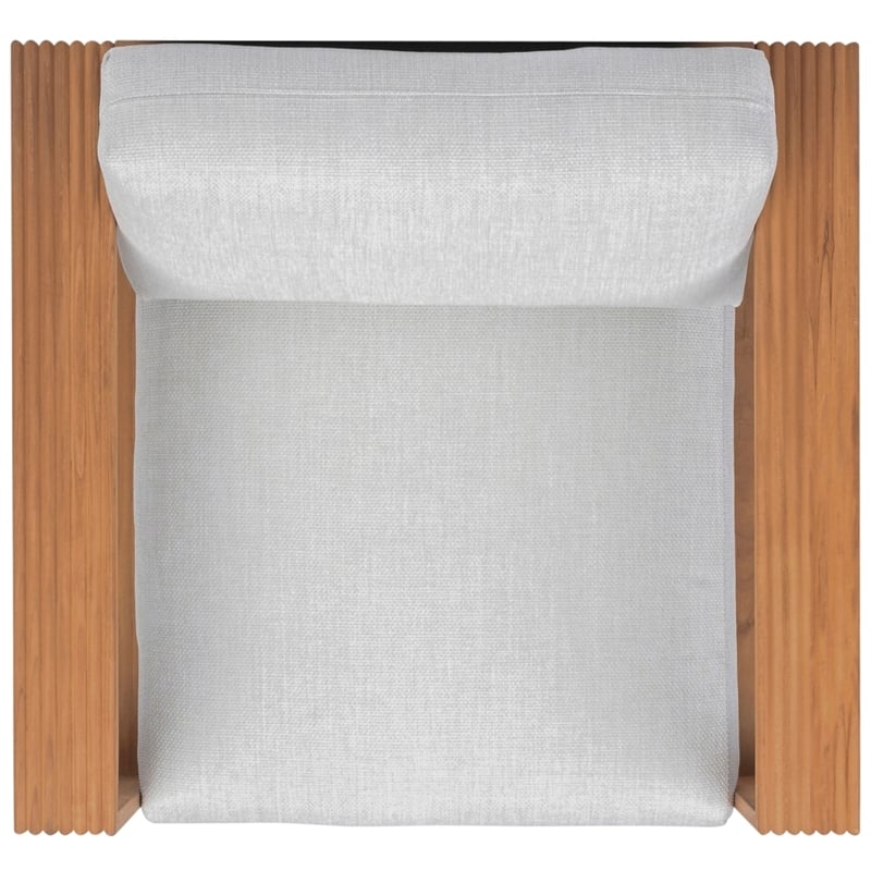Safavieh St Lucia Teak Wood Swivel Chair in Natural / White