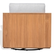 Safavieh St Lucia Teak Wood Swivel Chair in Natural / White