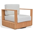 Safavieh St Lucia Teak Wood Swivel Chair in Natural / White