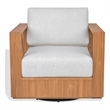 Safavieh St Lucia Teak Wood Swivel Chair in Natural / White