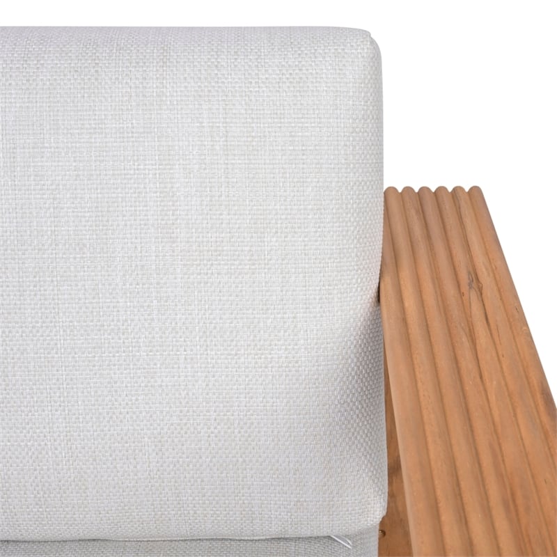 Safavieh St Lucia Teak Wood Patio Chair in Natural / White