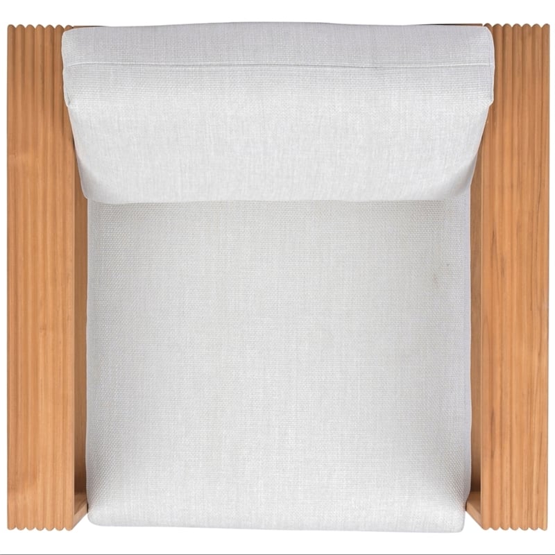 Safavieh St Lucia Teak Wood Patio Chair in Natural / White
