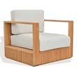 Safavieh St Lucia Teak Wood Patio Chair in Natural / White