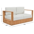 Safavieh St Lucia Teak Wood Loveseat in Natural / White