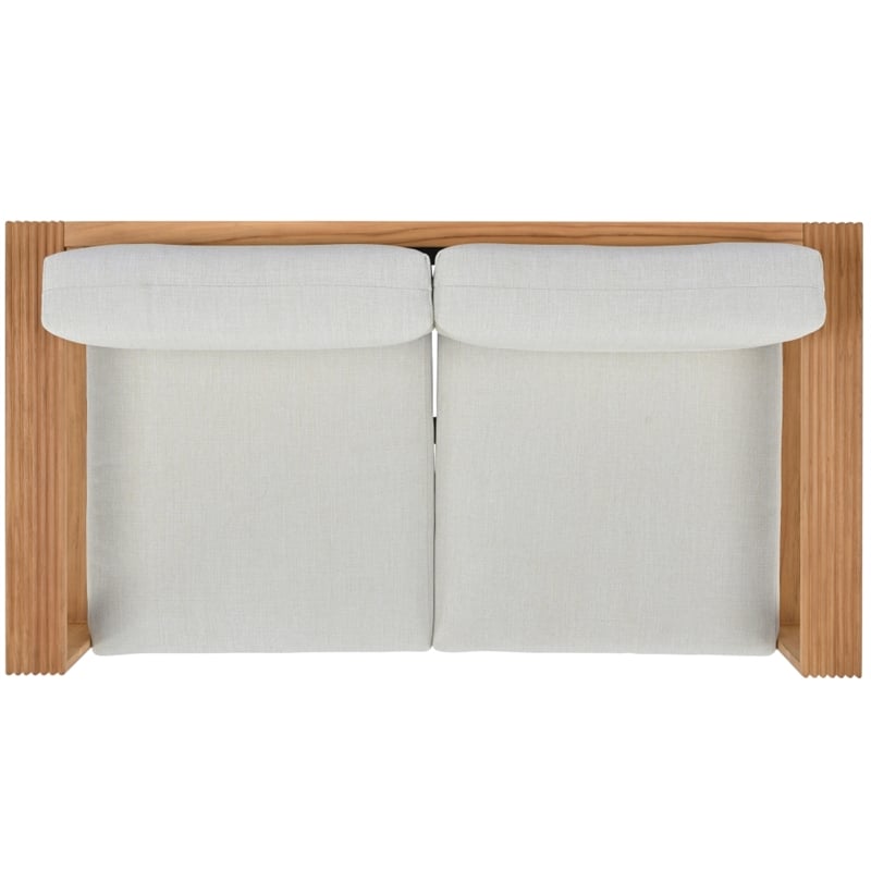 Safavieh St Lucia Teak Wood Loveseat in Natural / White