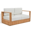 Safavieh St Lucia Teak Wood Loveseat in Natural / White