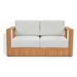 Safavieh St Lucia Teak Wood Loveseat in Natural / White