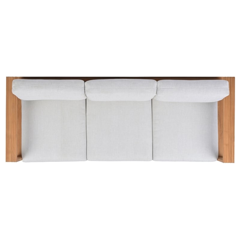 Safavieh St Lucia Teak Wood Patio Sofa in Natural / White
