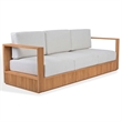 Safavieh St Lucia Teak Wood Patio Sofa in Natural / White