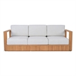 Safavieh St Lucia Teak Wood Patio Sofa in Natural / White